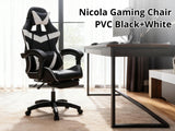 Gaming Table R6 140cm & Nicola Gaming chair PVC Black+White