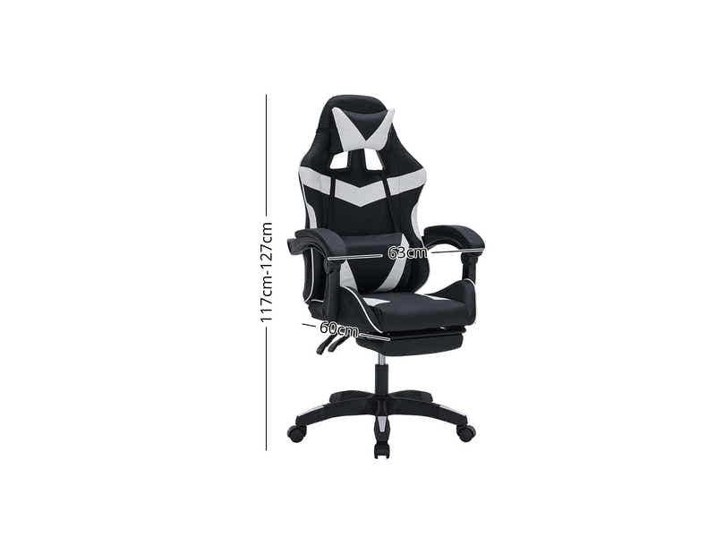 Gaming Table R6 140cm & Nicola Gaming chair PVC Black+White