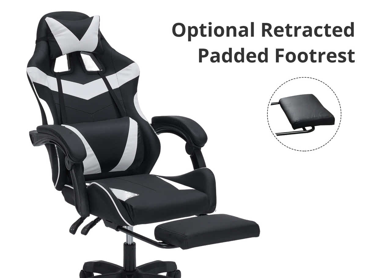 Gaming Table L2L LEFT 160CM & Nicola Gaming chair PVC Black+White