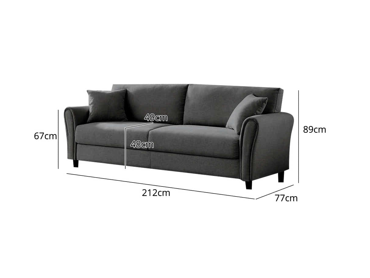 Cozza Linen Sofa Dark Grey