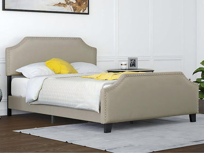 DS Eldora Linen Bed Frame Double Khaki