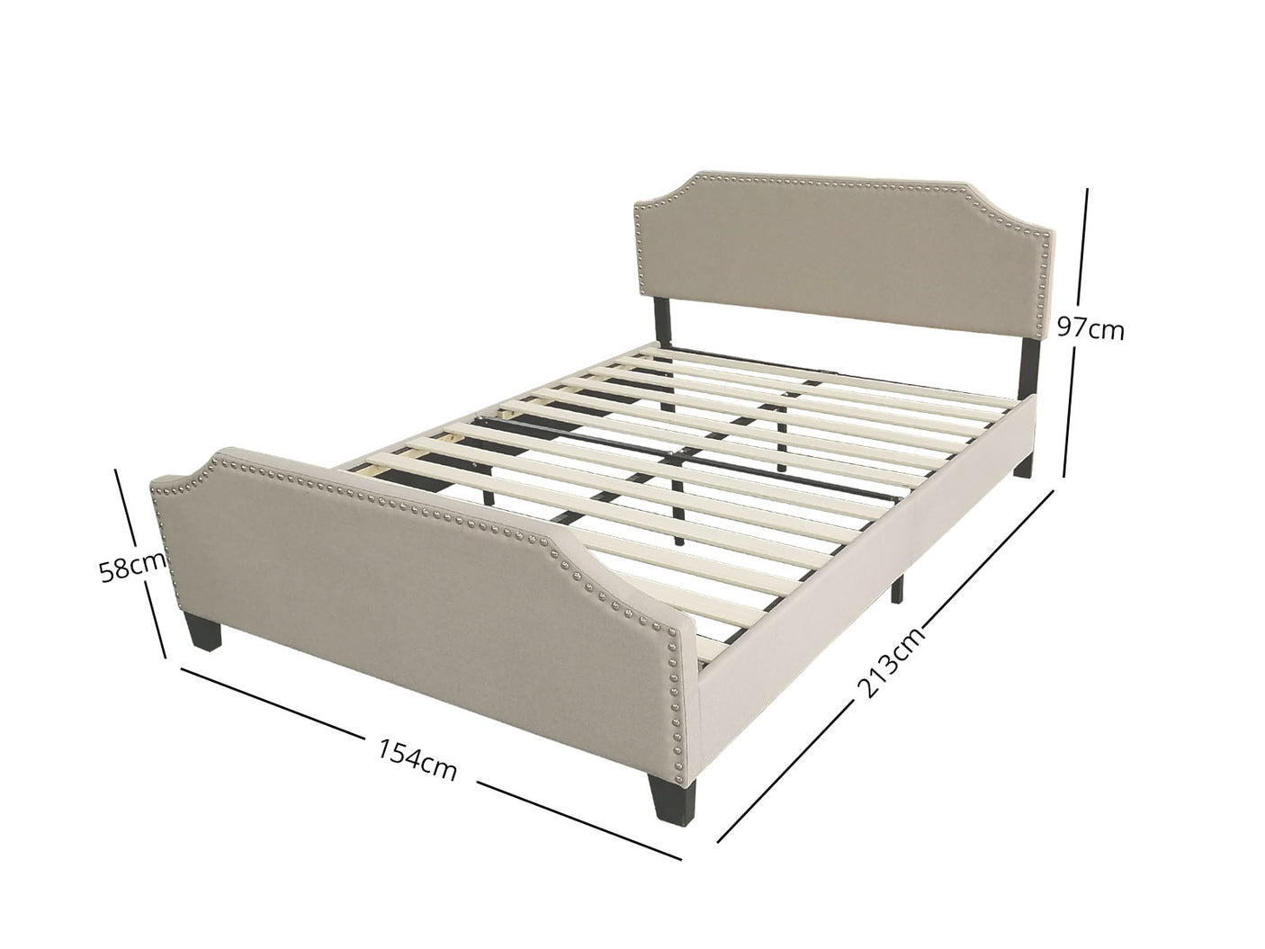 Eldora Linen Queen Bed Frame - Khaki