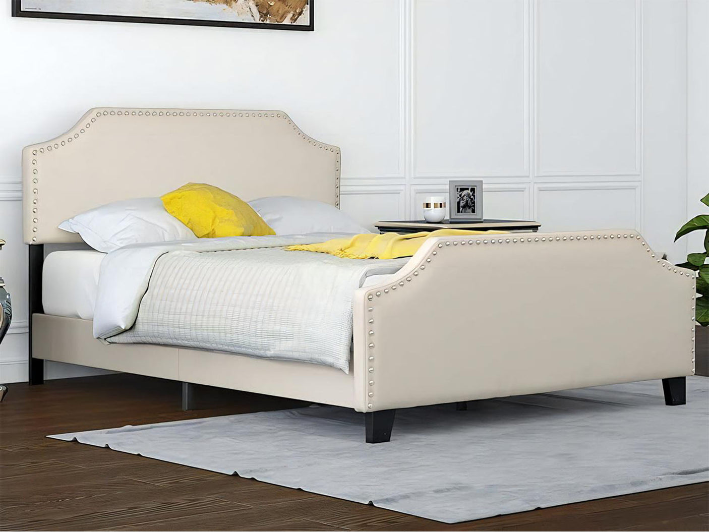 Eldora Linen Queen Bed Frame - Beige