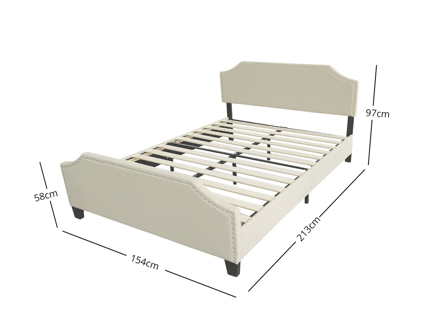 Eldora Linen Queen Bed Frame - Beige