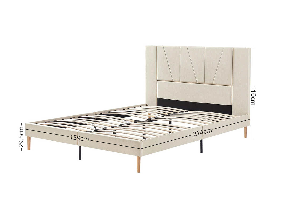 Jervis Linen Bed Frame Beige - Queen