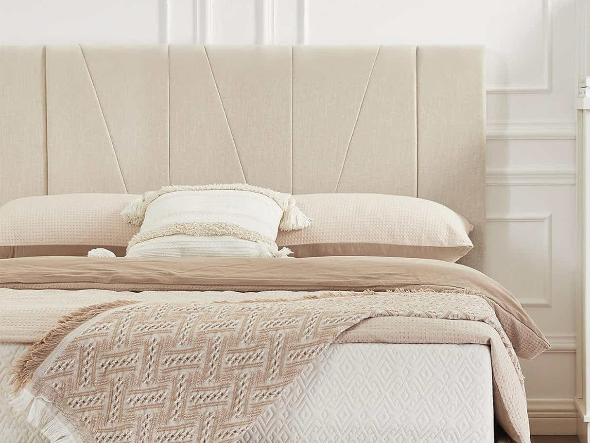 Jervis Linen Bed Frame Beige - Queen