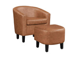 Oswin Tub Chair with Ottoman PU Brown