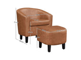 Oswin Tub Chair with Ottoman PU Brown