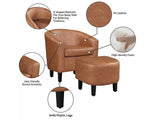Oswin Tub Chair with Ottoman PU Brown