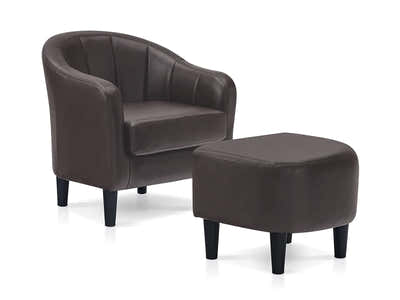 DS Daxton Tub Chair with Ottoman PU Dark Brown