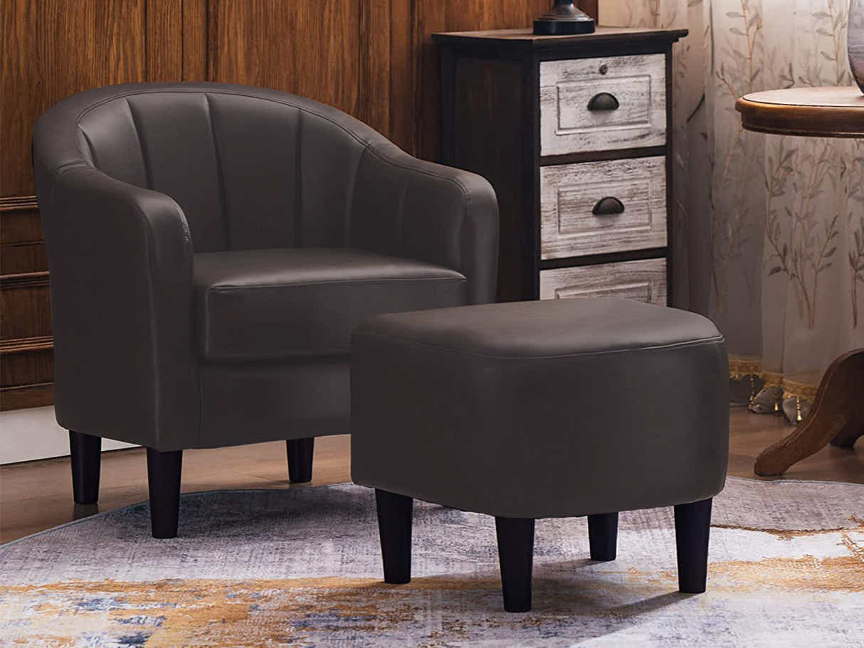 Daxton Tub Chair with Ottoman PU Dark Brown