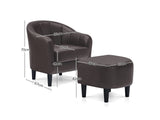 Daxton Tub Chair with Ottoman PU Dark Brown