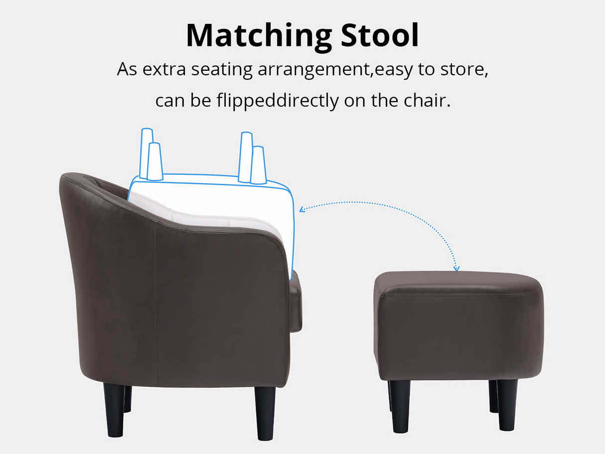 Daxton Tub Chair with Ottoman PU Dark Brown