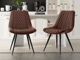 Tricia PU Dining Chair x2 Brown