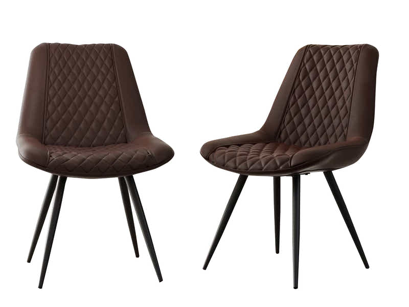 Tricia PU Dining Chair x2 Dark Brown