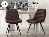 Tricia PU Dining Chair x2 Dark Brown