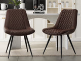 Tricia PU Dining Chair x2 Dark Brown