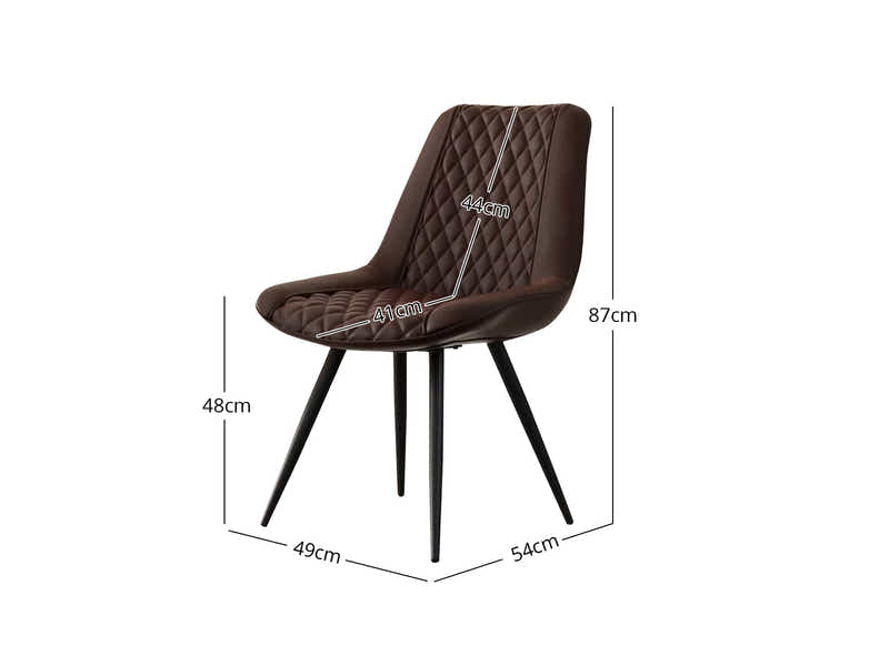 Tricia PU Dining Chair x2 Dark Brown