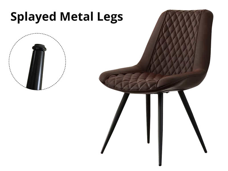 Tricia PU Dining Chair x2 Dark Brown