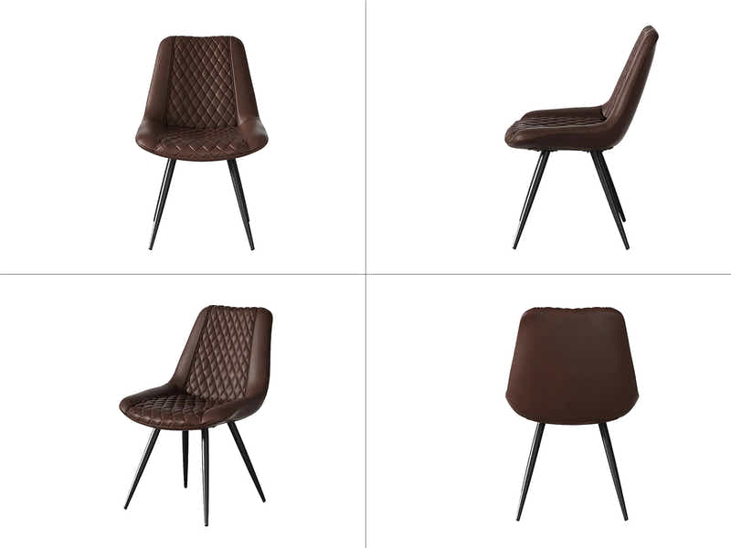 Tricia PU Dining Chair x2 Dark Brown