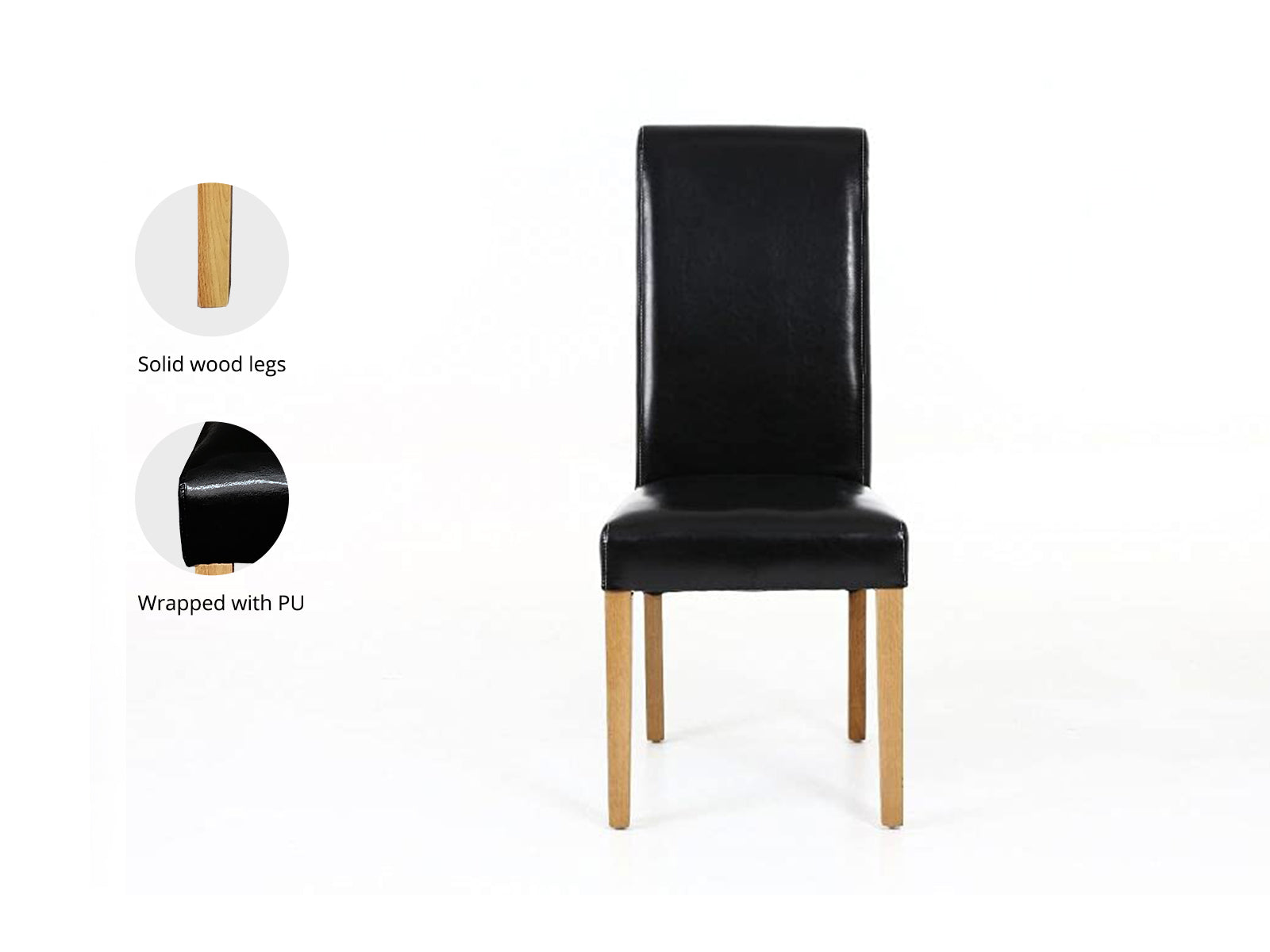 Giesle PU Dining Chair Black - Set of 2