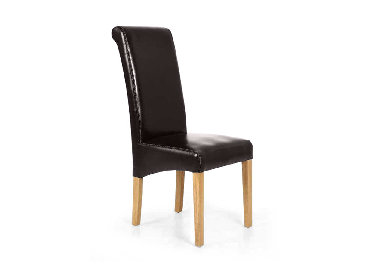 Grey Marble Look Dining Table - 160 cm & Giesle PU Dining Chair Dark Brown x6