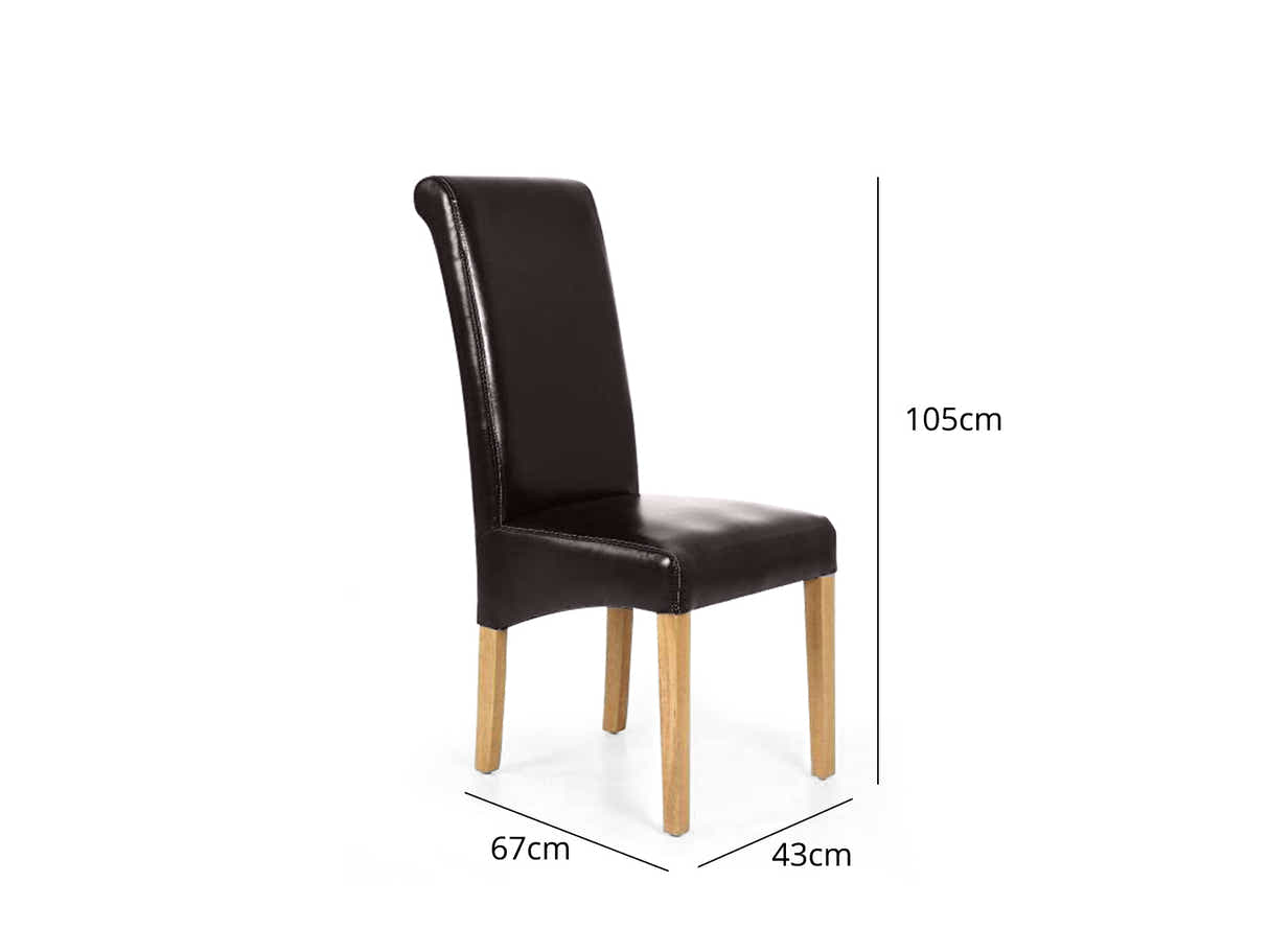 Grey Marble Look Dining Table - 160 cm & Giesle PU Dining Chair Dark Brown x6
