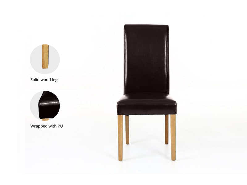 Giesle PU Dining Chair Dark Brown - Set of 2