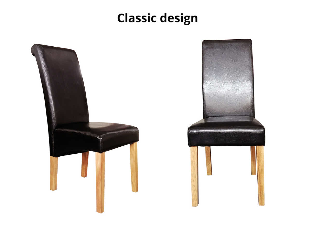 Grey Marble Look Dining Table - 160 cm & Giesle PU Dining Chair Dark Brown x6