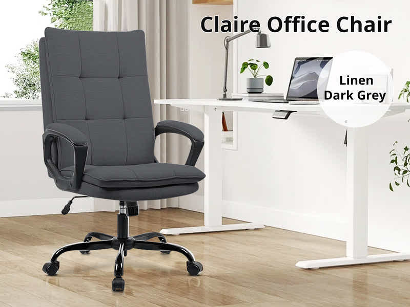 Claire Office Chair Linen Dark Grey