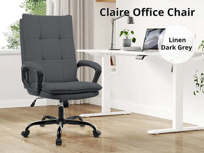 Claire Office Chair Linen Dark Grey