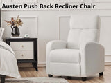 DS Austen Push Back Recliner Chair Boucle White