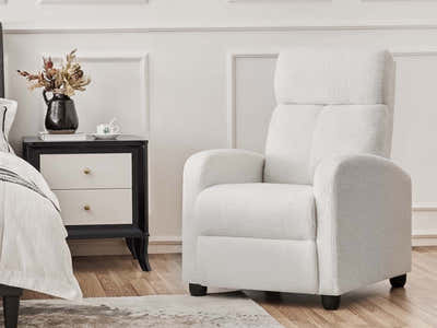 DS Austen Push Back Recliner Chair - White Boucle