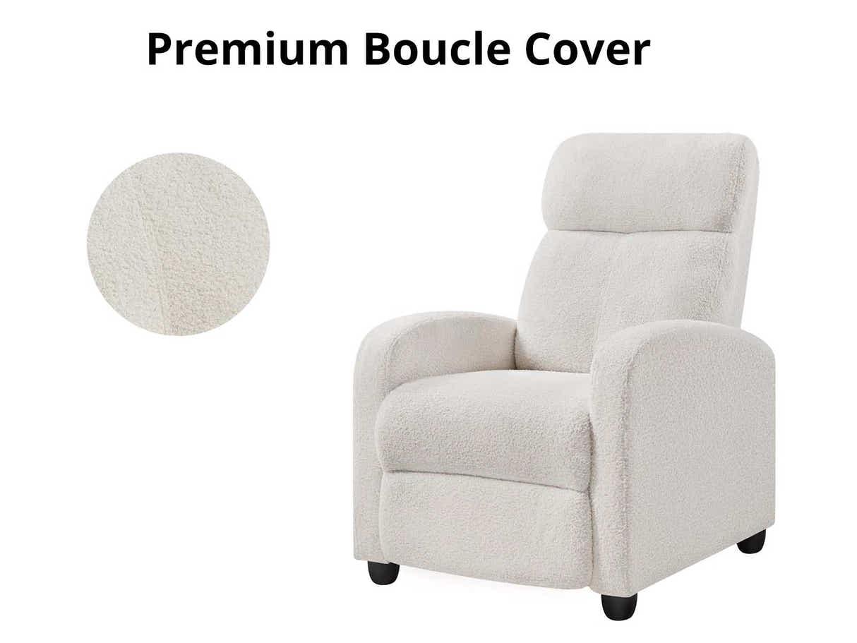 DS Austen Push Back Recliner Chair Boucle White