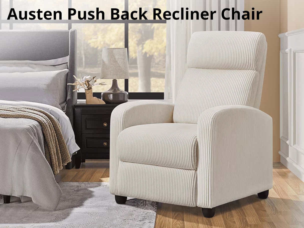 DS Austen Push Back Recliner Chair Corduroy Beige