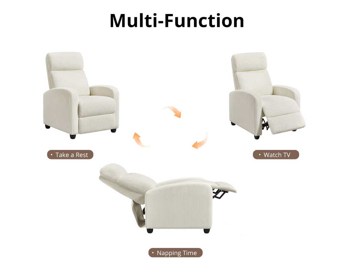 DS Austen Push Back Recliner Chair Corduroy Beige