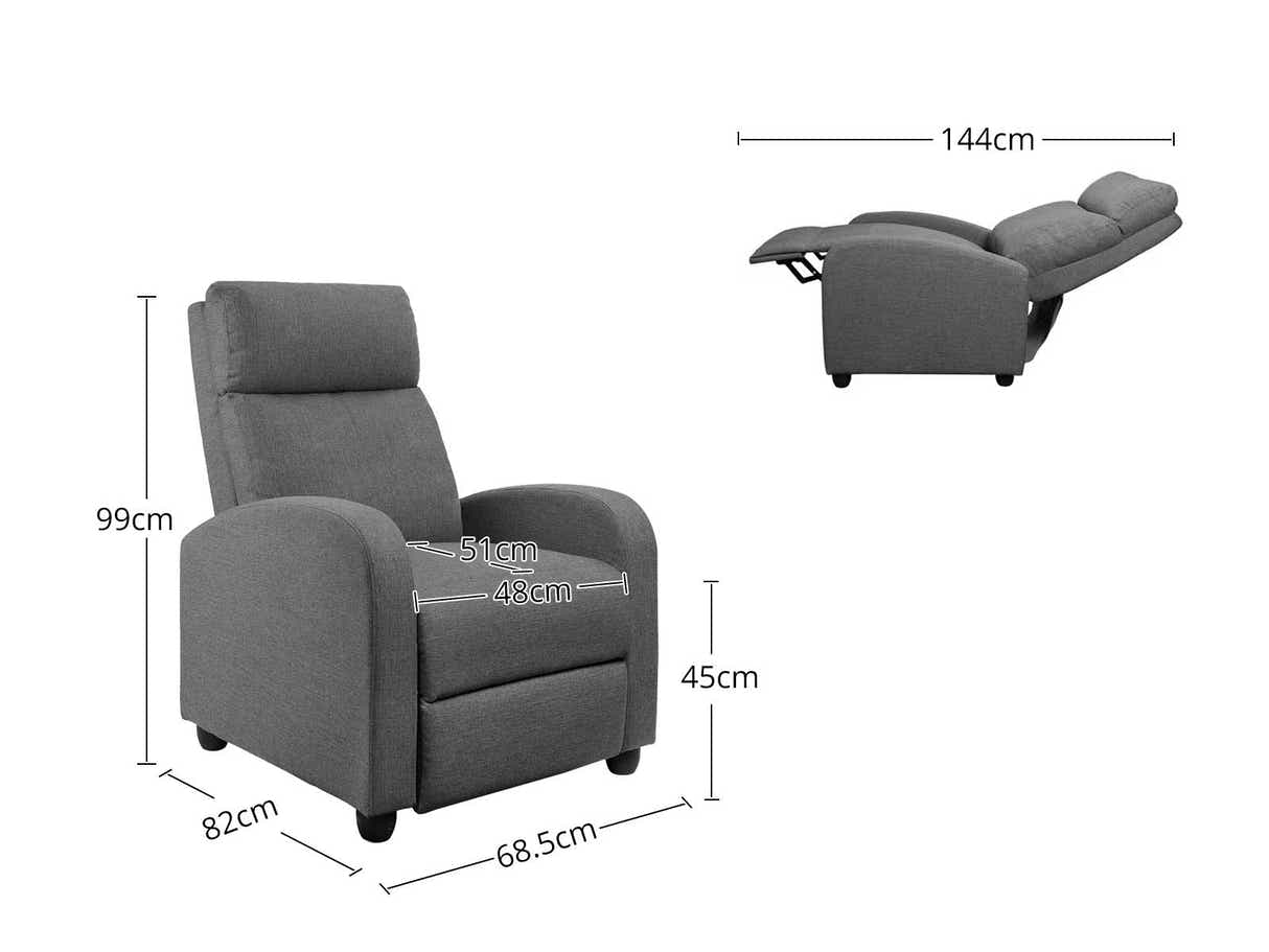 DS Austen Push Back Recliner Chair Linen Grey