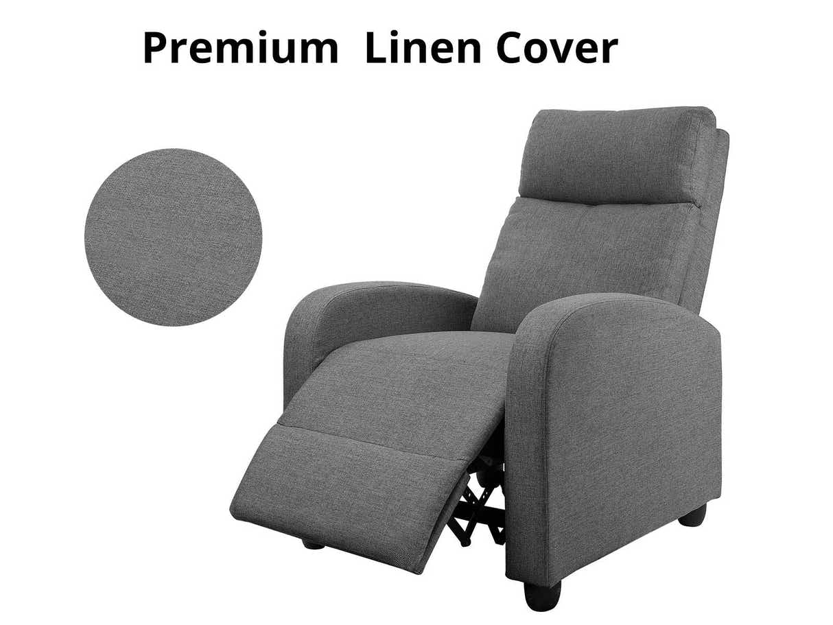 DS Austen Push Back Recliner Chair Linen Grey