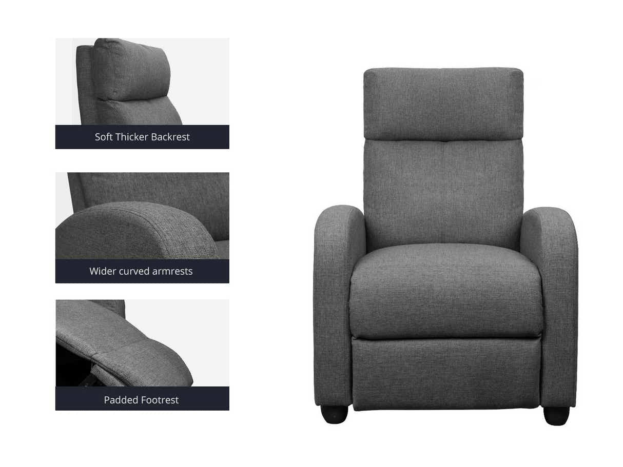 DS Austen Push Back Recliner Chair Linen Grey