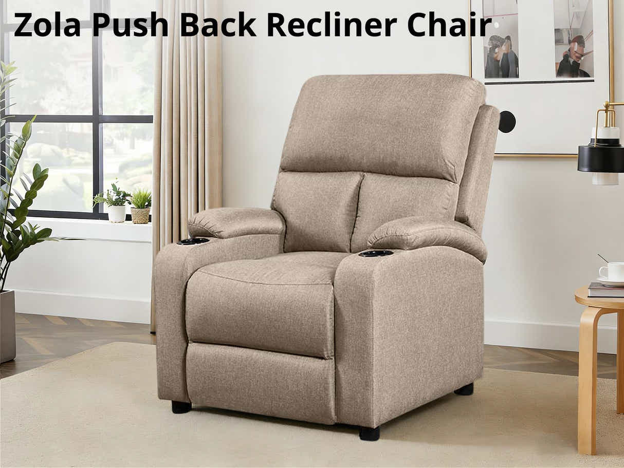 Zola Push Back Recliner Chair Linen Beige04