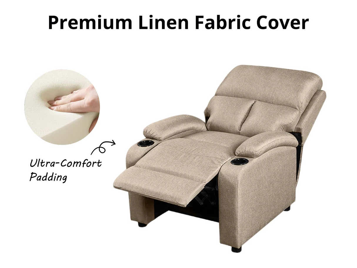 Zola Push Back Recliner Chair Linen Beige04