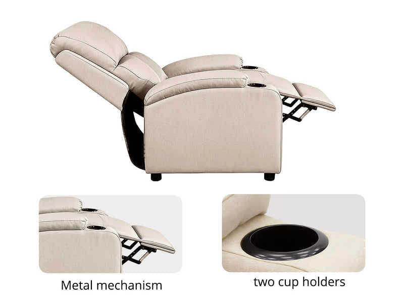 Zola Push Back Recliner Chair Linen Ivory13