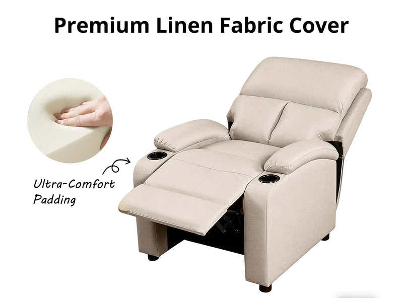 Zola Push Back Recliner Chair Linen Ivory13