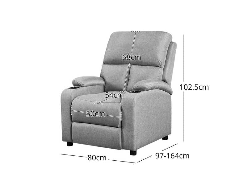Zola Push Back Recliner Chair Linen Light Grey01