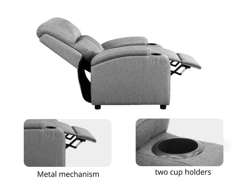 Zola Push Back Recliner Chair Linen Light Grey01