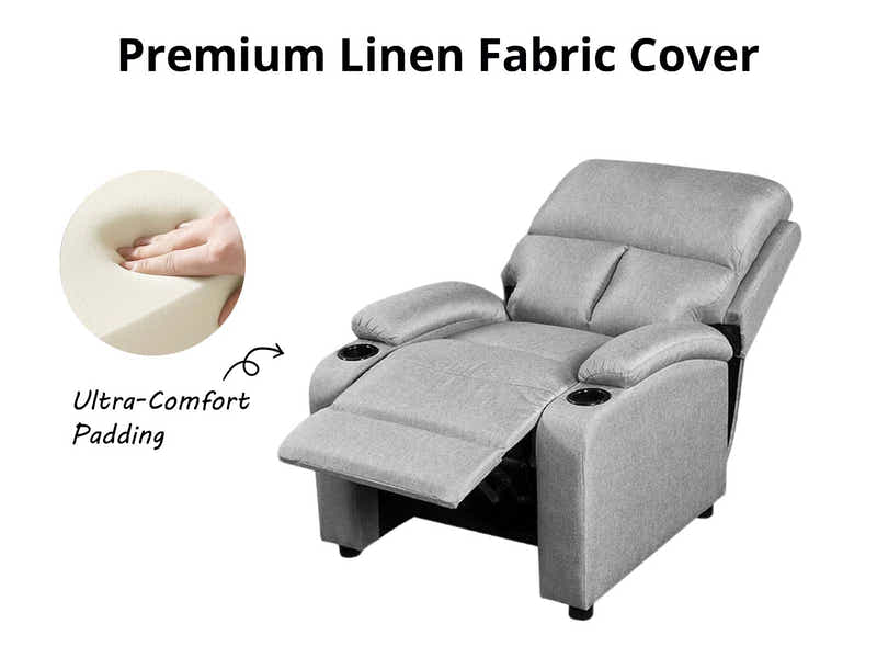 Zola Push Back Recliner Chair Linen Light Grey01