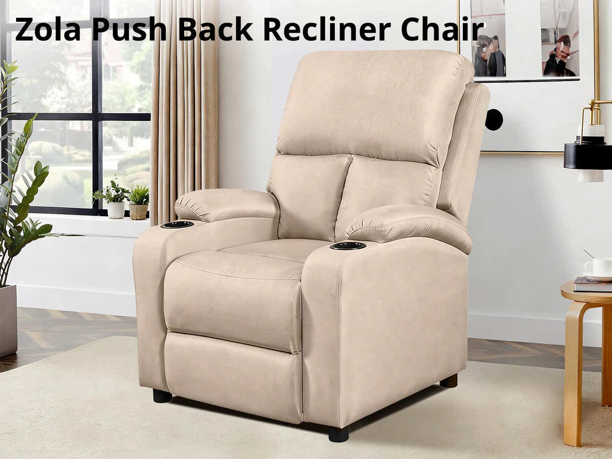 Zola Push Back Recliner Chair Linen - Light Grey09