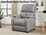 Zola Push Back Recliner Chair Linen - Light Grey