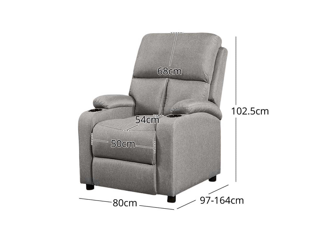 Zola Push Back Recliner Chair Linen - Light Grey
