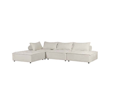Hazel Velvet Sectional Sofa - Cream